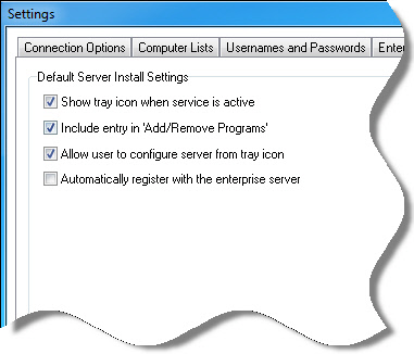 Remote Control 4 Default Server Settings